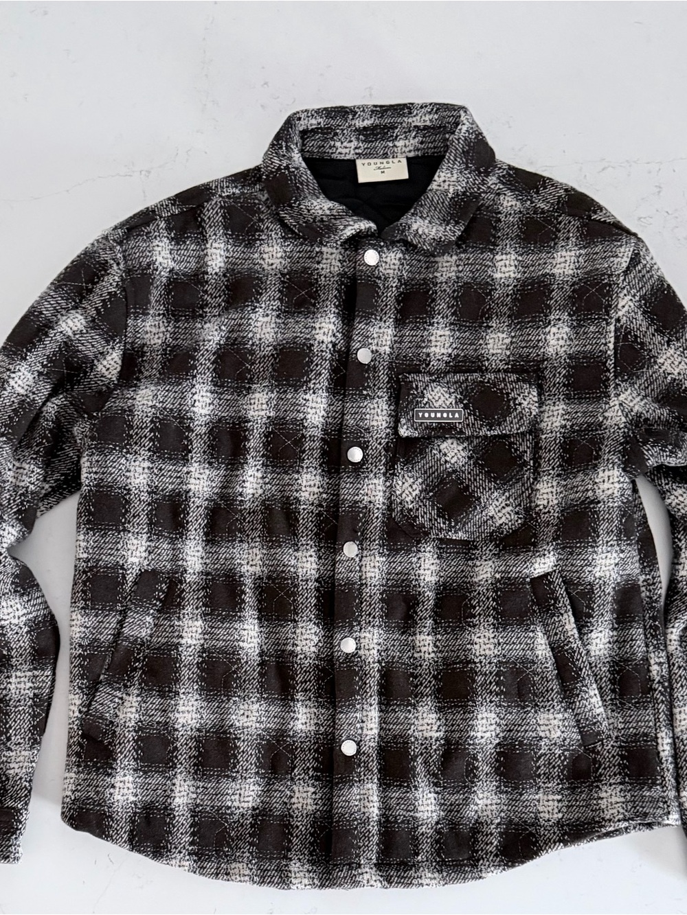 YoungLA Brown & White Plaid Lightweight Shirt Jacket